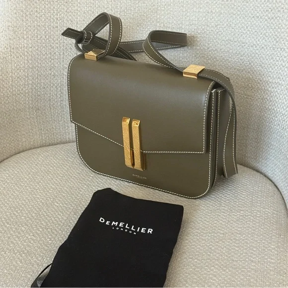 DeMellier Dark Olive Crossbody / Shoulder Smooth Leather Bag with Gold Hardware - Picture 11 of 11